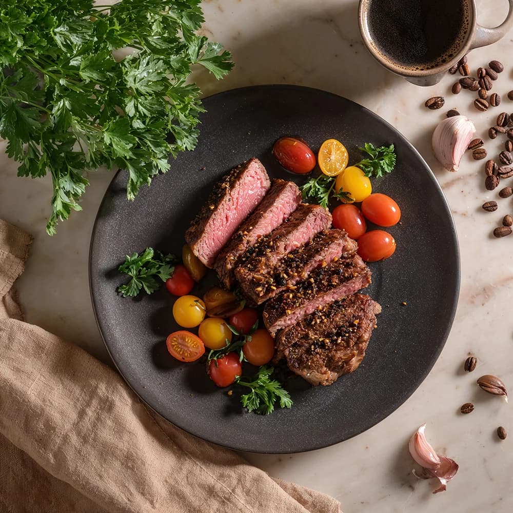 Coffee Pepper Crusted Steak